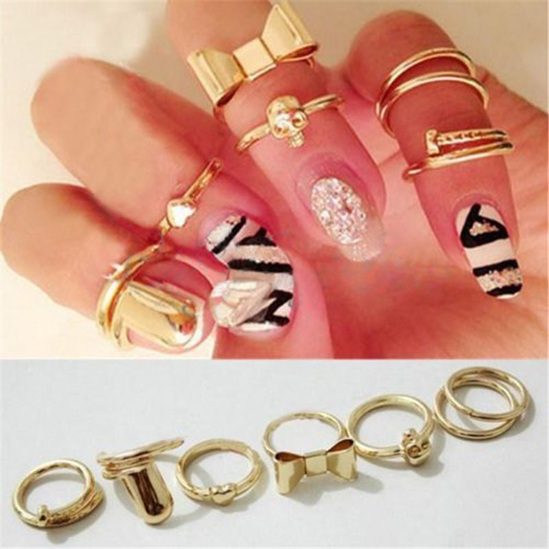 7Pcs/Set Bagues Bout De Doigt Or Femme Bijoux Achat / Vente bague anneau Femme Doré Cdiscount