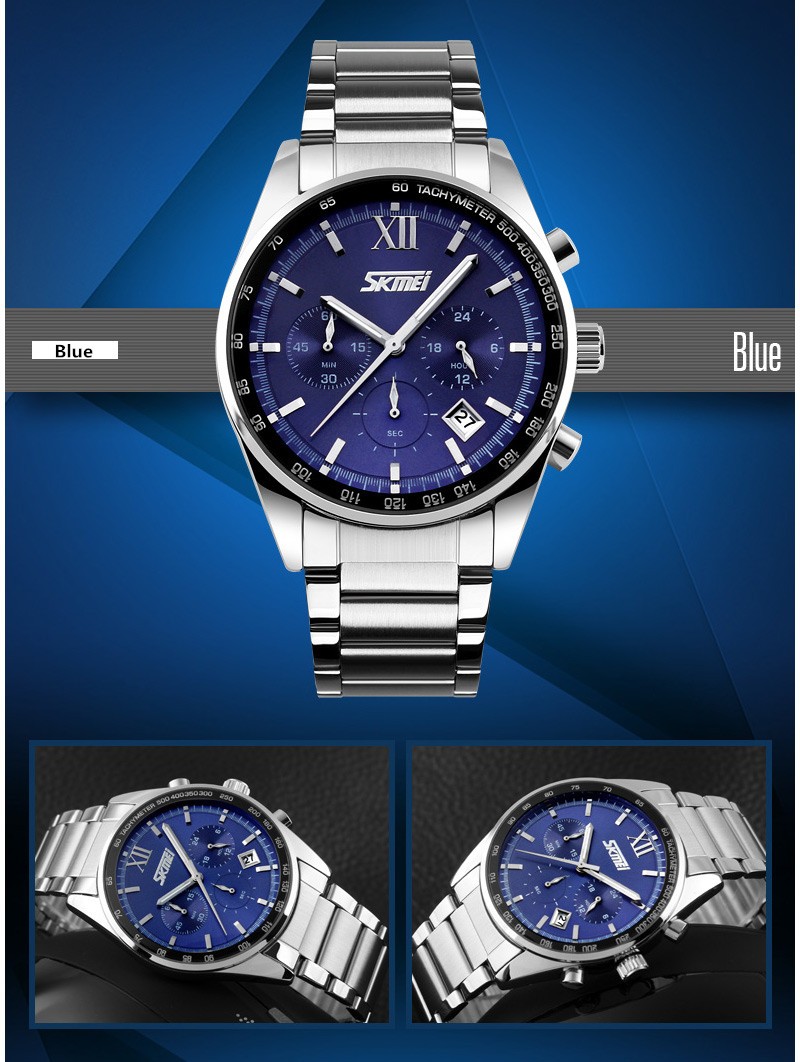 Skmei Seize 9096cs Jam Tangan Pria Biru Rantai skmei seize 9096cs jam tangan pria biru rantai