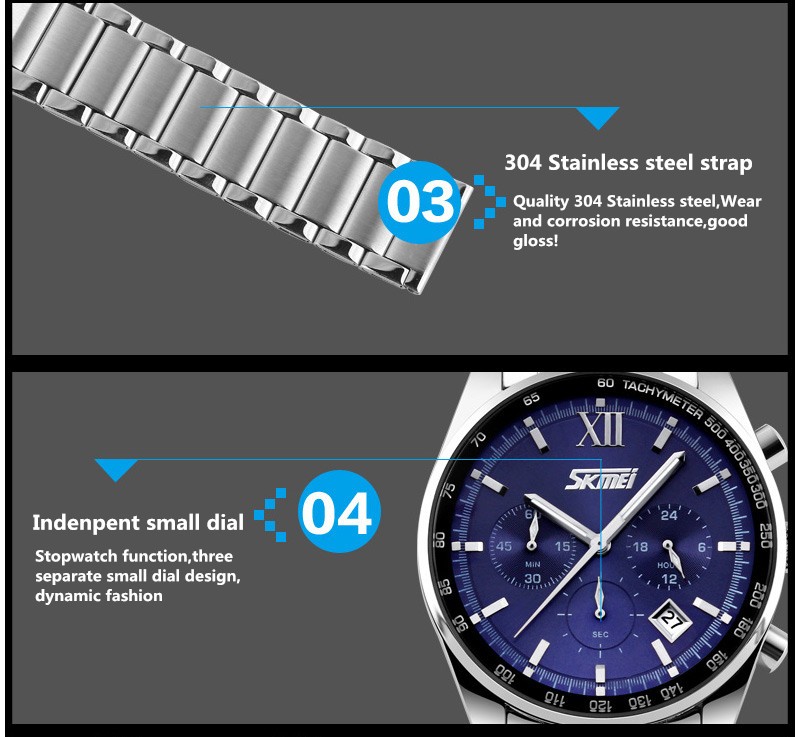 Skmei Seize 9096cs Jam Tangan Pria Biru Rantai skmei seize 9096cs jam tangan pria biru rantai