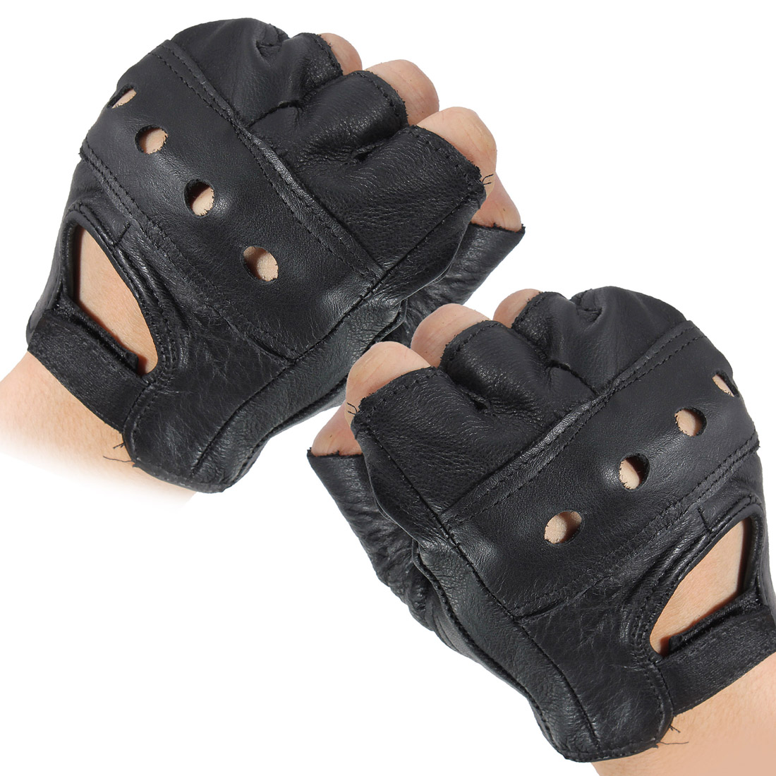 Swift Wear - Mitaines Cuir Demi-Doigts Homme - Pour Moto, Vélo, Gym - Taille XL Brun