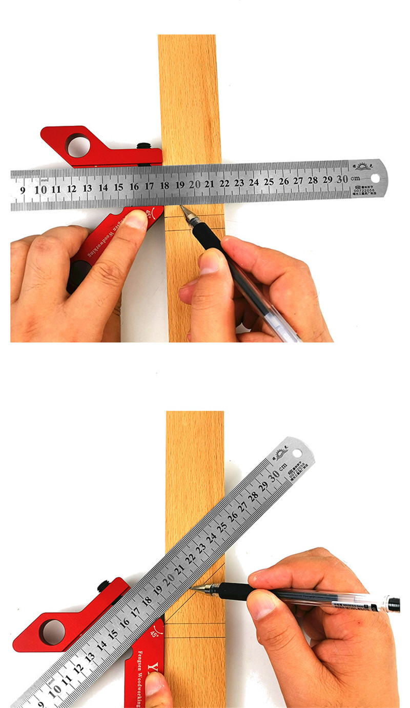 YX-3 300mm Woodworking Square Center Scriber Center Finder 45 90 Degrees Angle Line Scriber Marking Tools Metric Inch Ruler
