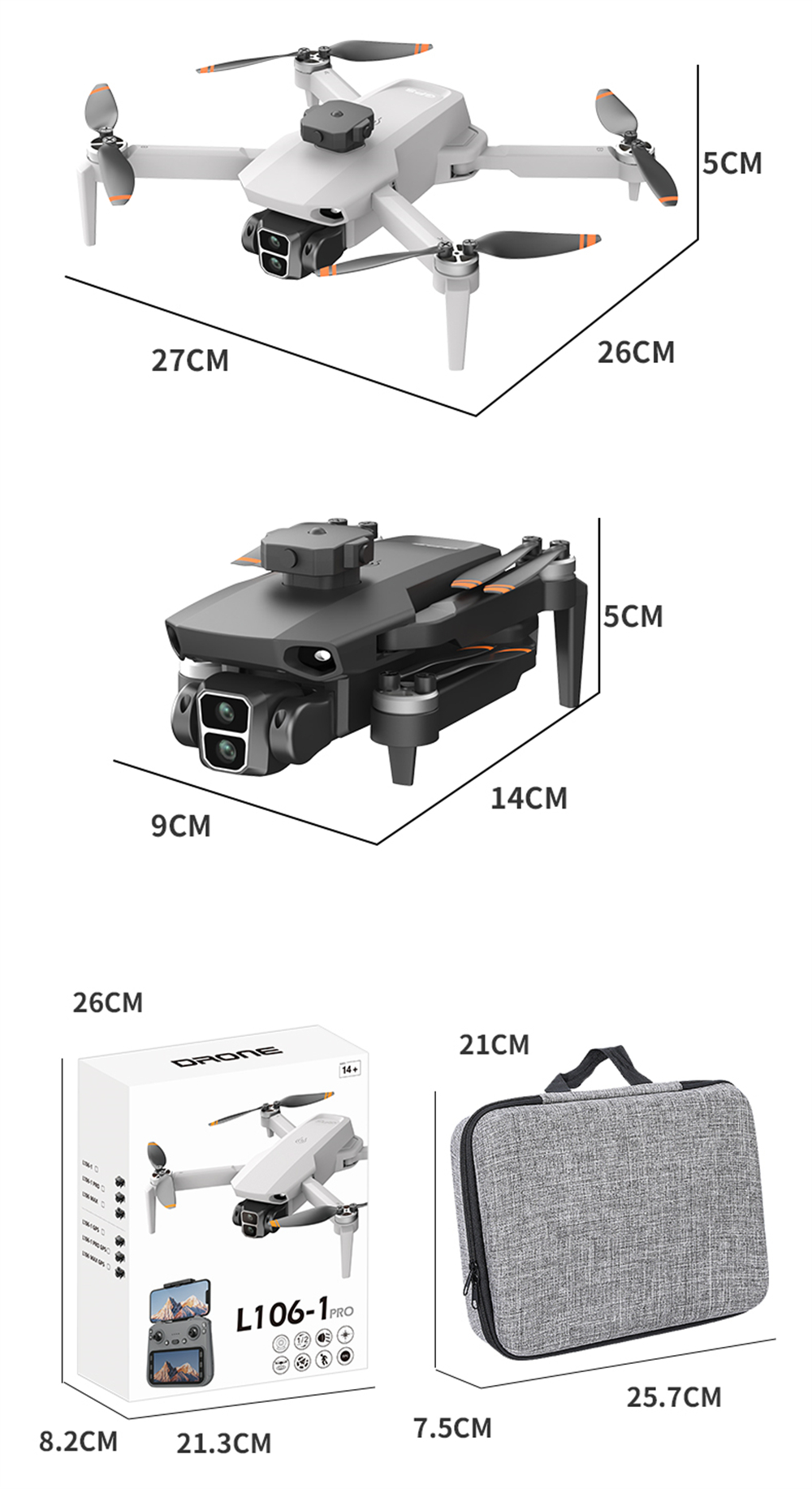 LYZRC L106-1 GPS 5G WiFi FPV with 5.9inch LCD Screen Controller 720P HD Dual Camera Servo Gimbal 360° Obstacle Avoidance Brushless Foldable RC Drone Quadcopter RTF