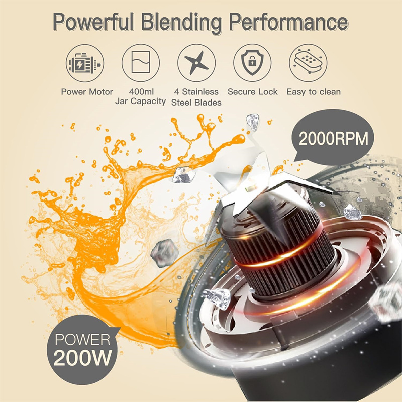 [EU Direct] OTE Portable Smoothie Blender Single Bullet Blender Easy To Clean BPA Free Blender for Shakes and Smoothies