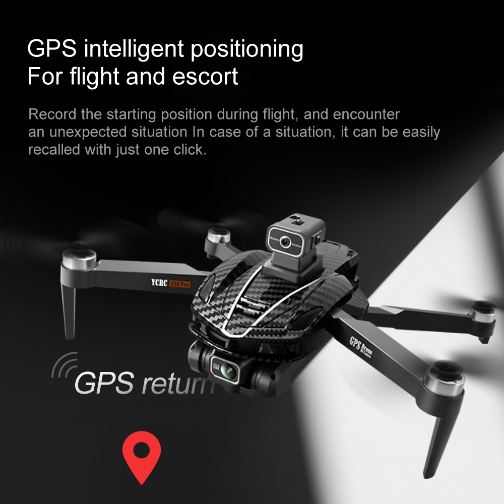 YCRC A16 PRO MAX GPS 5G WiFi FPV with HD Dual Camera Servo Gimbal 360° Intelligent Obstacle Avoidance Optical Flow Hover Brushless Foldable RC Drone Quadcopter RTF