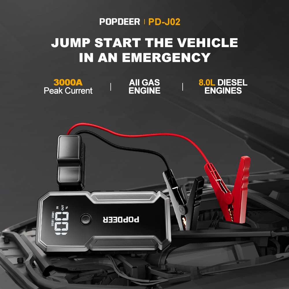Starthilfe für Auto mit Powerbank und Quick Charge: Popdeer PD