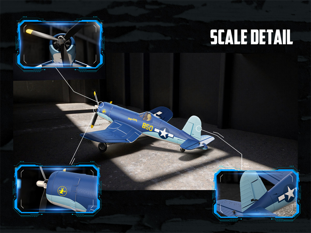Eachine F4U CORSAIR VMF-217 2.4G 4CH Brushless 500mm Wingspan 6-axis Gyro One Key Take off Aerobatic EPP Warbird Glider RC Airplane BNF/RTF for Beginner