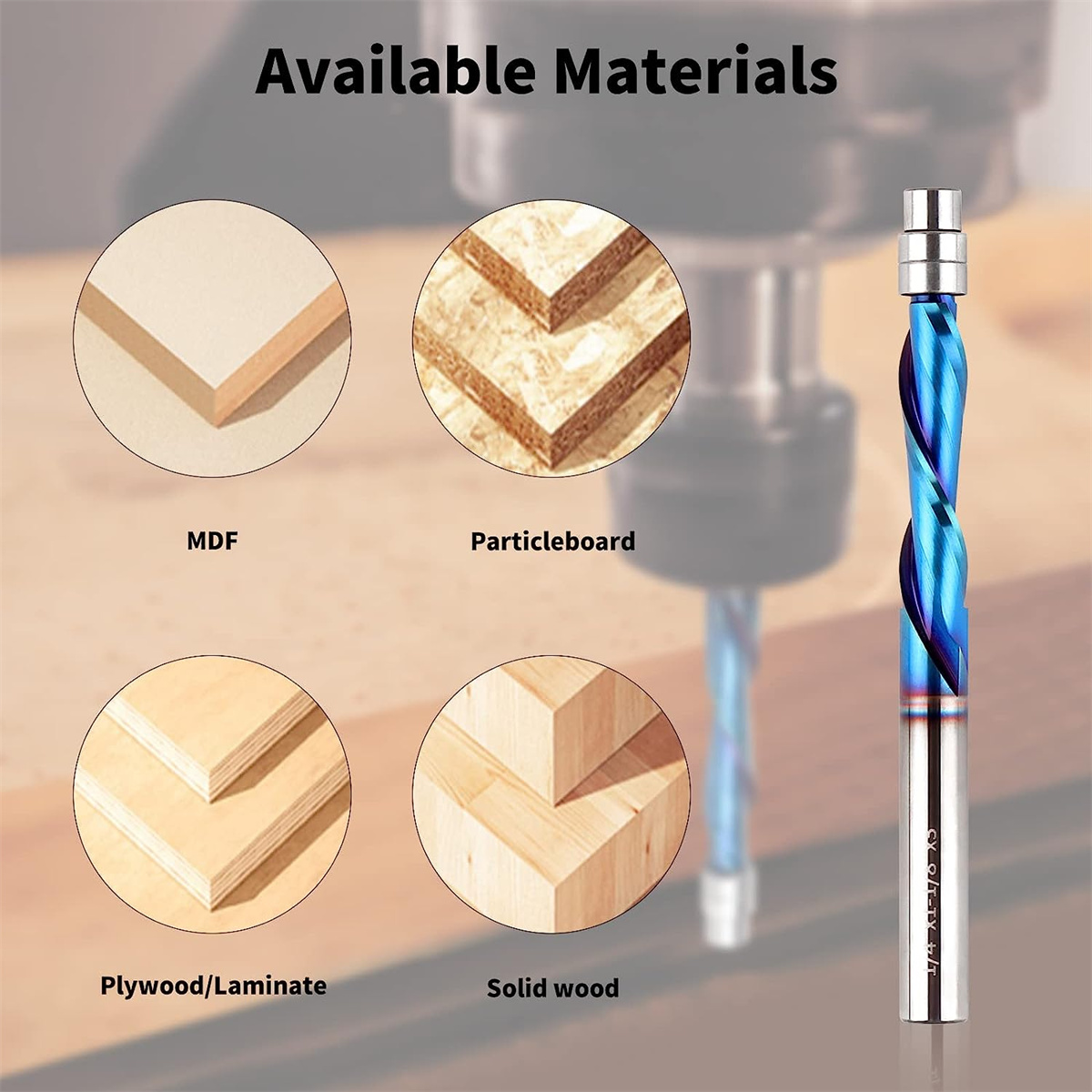 1/4 Inch Shank Premium Carbide Spiral Flush Trim Router Bit Set with Ball Bearings High Durability Versatile Woodworking Tool