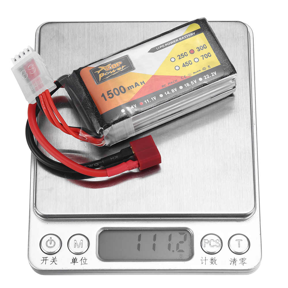 ZOP Power 11.1V 1500mAh 30C 3S LiPo Battery T Plug for RC Car