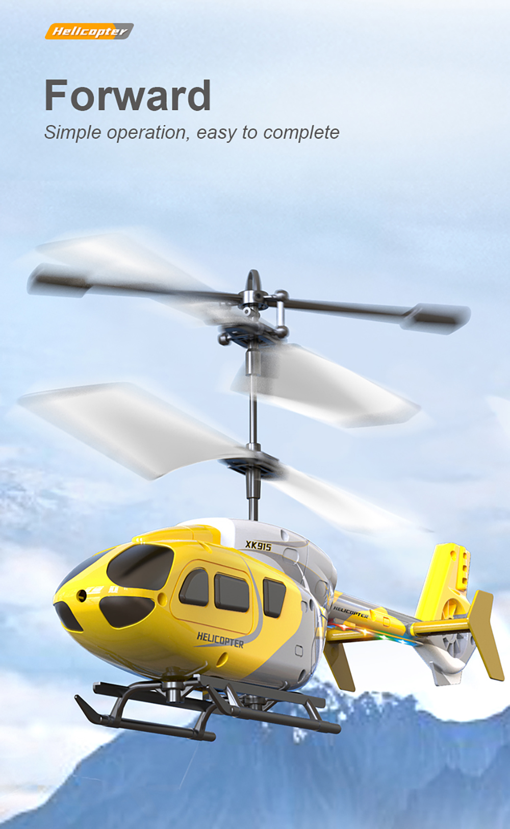 XK915 2.5CH RC Helicopter Aircraft Drop Resistant Helicopter Rechargeable Remote Control Toys