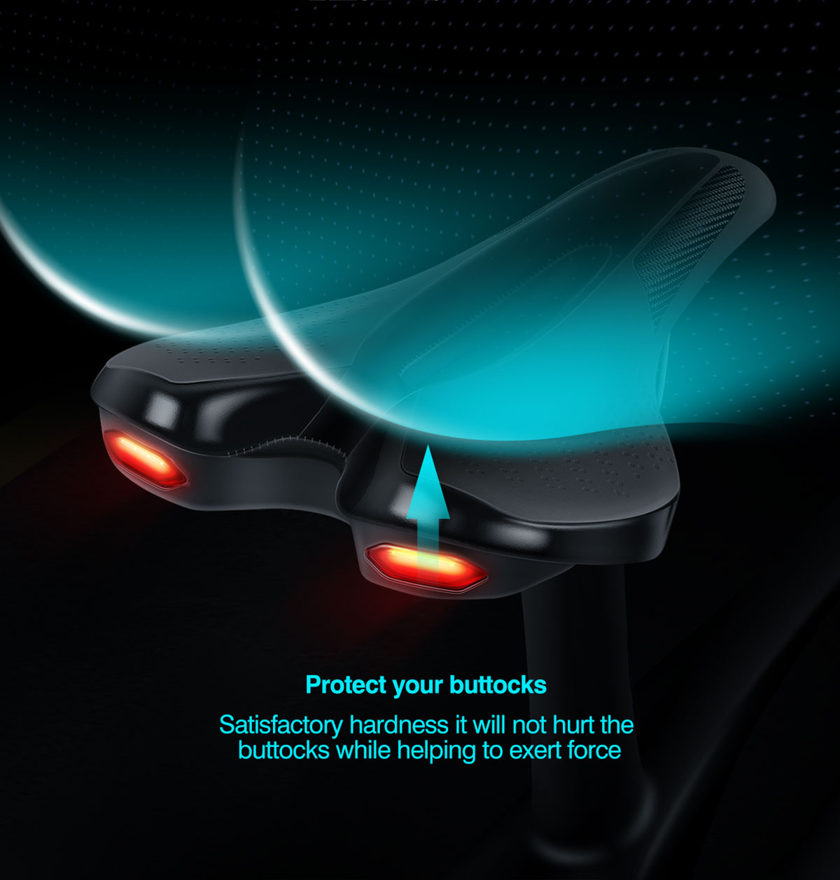 Road Bike Saddle MTB Bicycle Seat With Mountain Cycling Racing Warning Taillight USB Charging PU Breathable Soft Seat Cushion