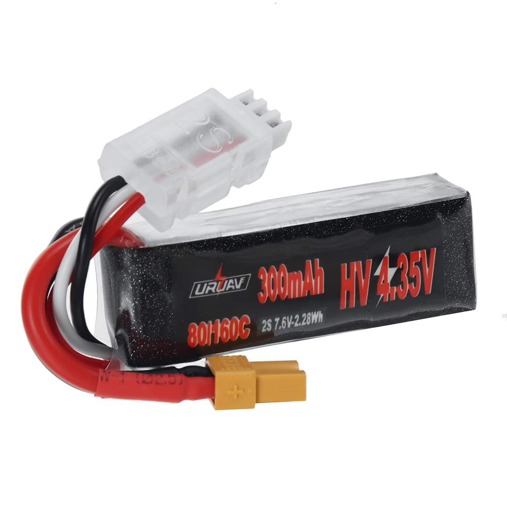 URUAV Power 7.6V 300mAh 80C/160C 2S HV 4.35V LiPo Battery XT30 Plug for RC Drone