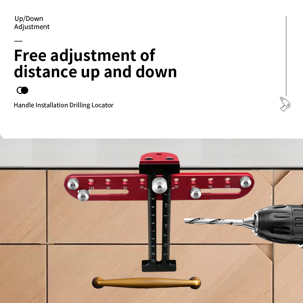 Cabinet Hardware Jig Door Cabinet Handle Hole Pitch Punch Locator for Installation of Handles Knobs on Doors Drawer