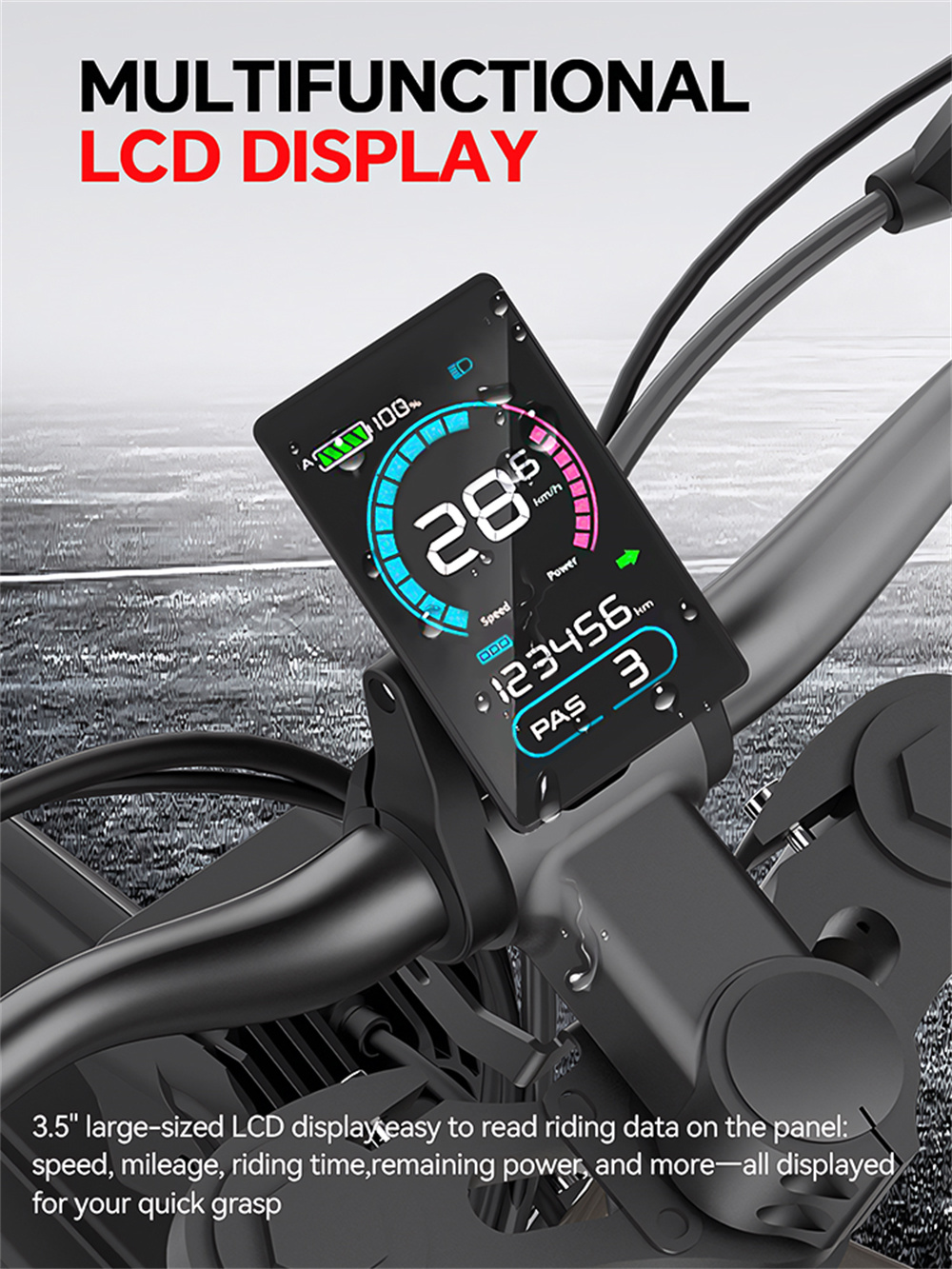 [USA DIRECT] COSWHEEL R19 Electric Bike 72V 40AH 3000W(Peak 6000W) Motor Recommended Top Speed 25KM/H Front Tires: 70/100-19,Rear Tires: 80/100-19 Tire 200KM Max Mileage 120KG Max Load Electric Bicycle