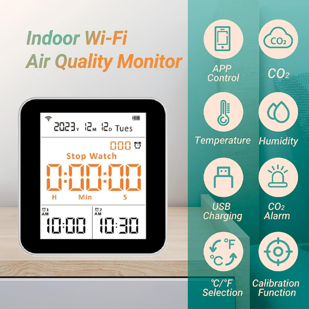 WiFi 14 In1 Air Quality Detector CO2 PM2.5 PM10 HCHO TVOC Monitor Temperature Humidity Meter Multifunction Air Gas Analyzer