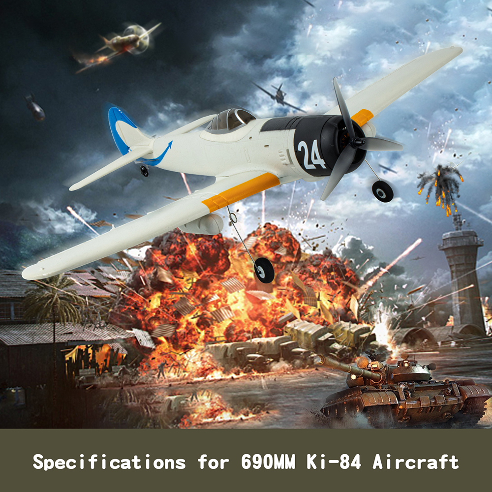 Kootai Ki84 WWII Fighter 690mm Wingspan 2.4GHz 4CH Built-in Gyro 3D/6G Switchable One Key Aerobatics EPP RC Airplane RTF Supports SBUS GPS for Beginners