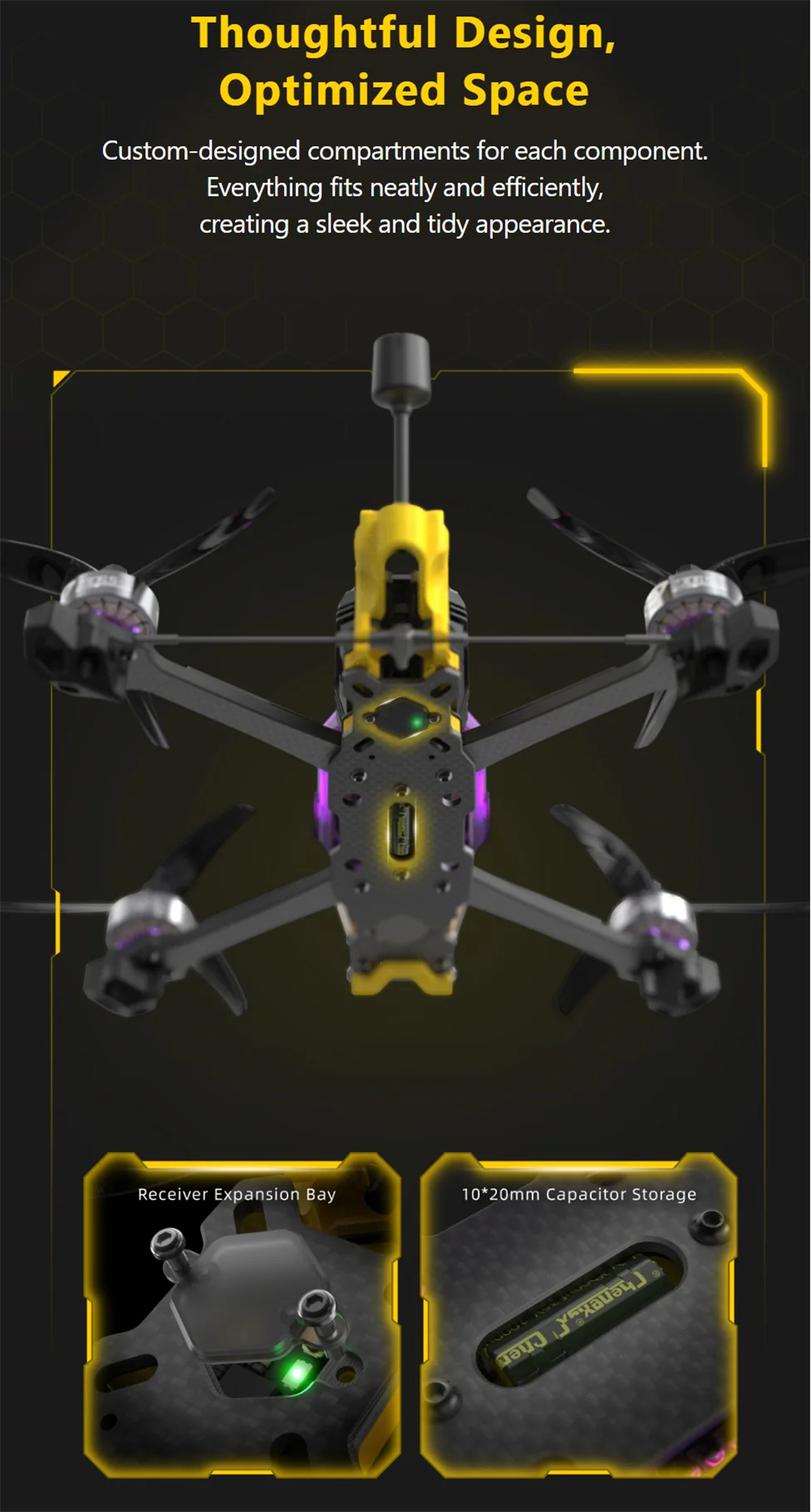 SpeedyBee Mario5 XH 5 Inch 6S Power Kit FPV Racing Drones BNF NO VTX NO Camera Compatible with DJI O4 Pro Air Unit