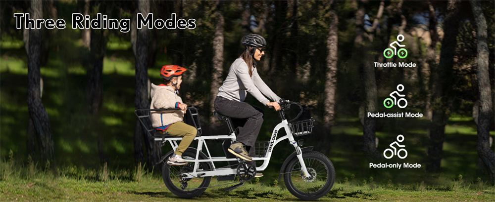 [EU DIRECT] PHILODO Traveller Electric Bike w/ Baskets & Rear Rack Shelf 48V 17.5Ah Battery 750W Motor 20inch Tires 60KM Mileage Range 200KG Max Load Electric Bicycle