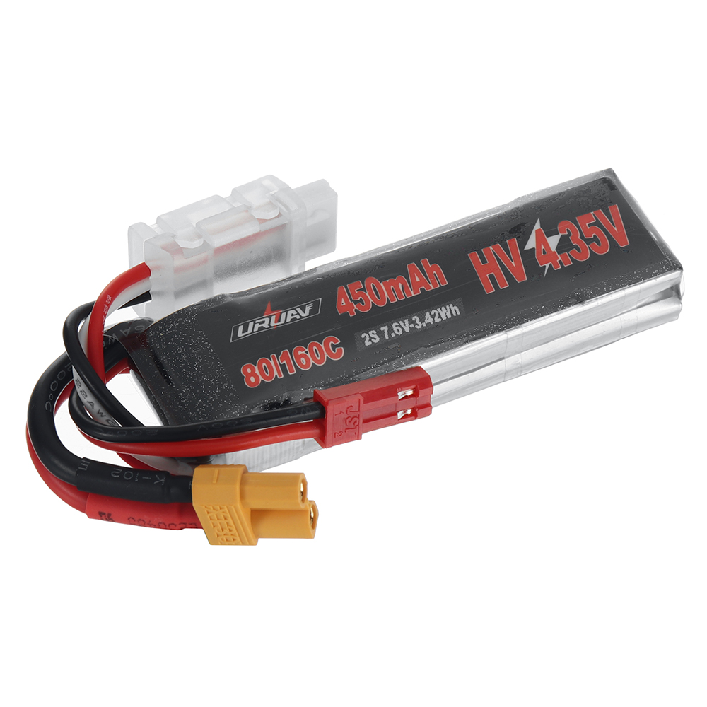 URUAV Power 7.6V 450mAh 80C/160C 2S HV LiPo Battery XT30 Plug for RC Drone