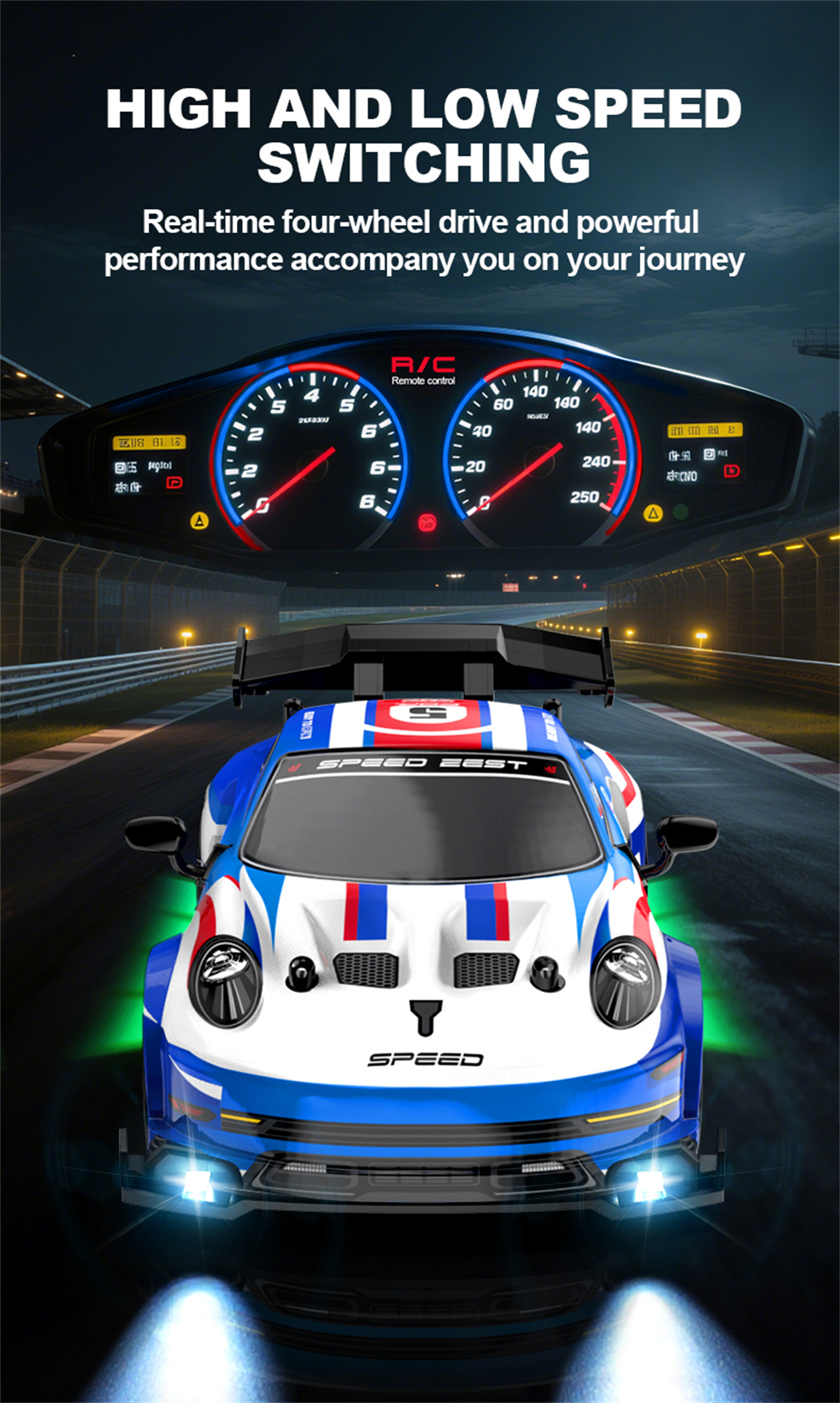 CV-E82 CV-E83 1/24 2.4G Drift RC Car LED Light Two Speed Full Scale High Speed Vehicle Models