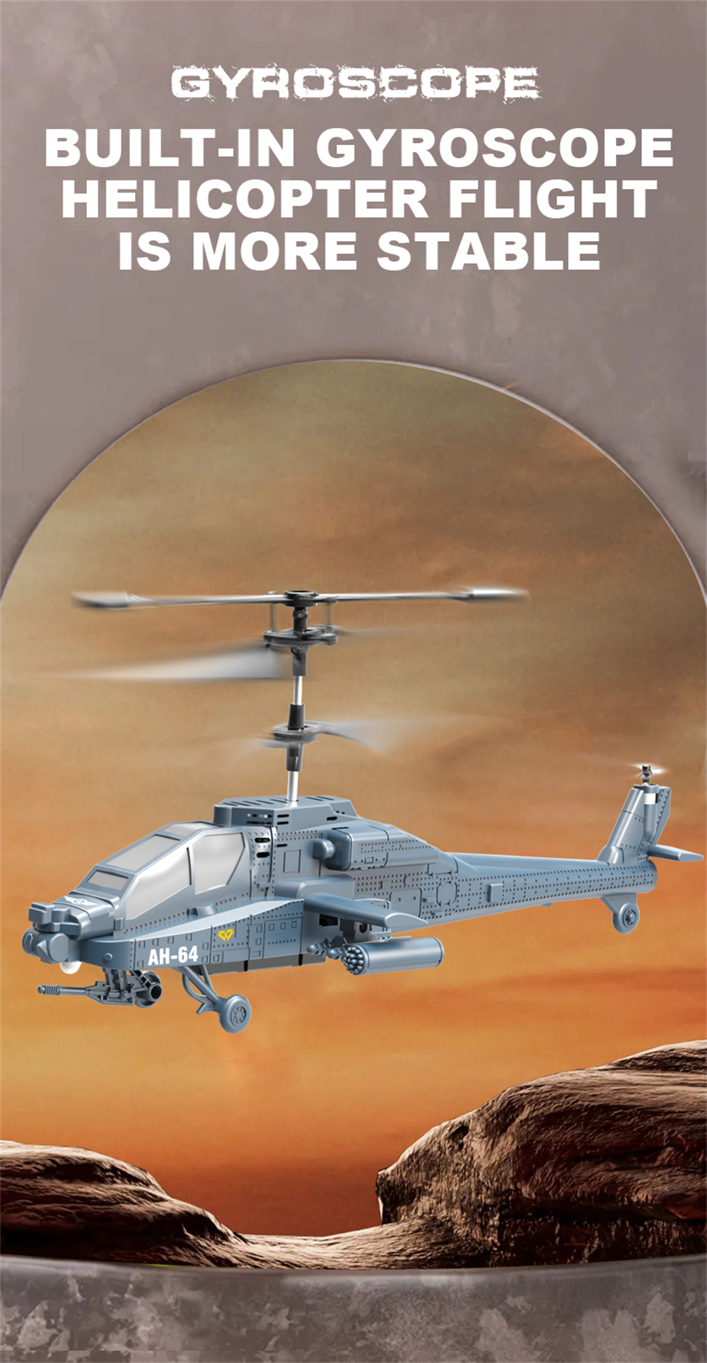 SQN-040 2.4G 3.5CH Apache AH-64 Armed Combat Remote Control Helicopter RTF