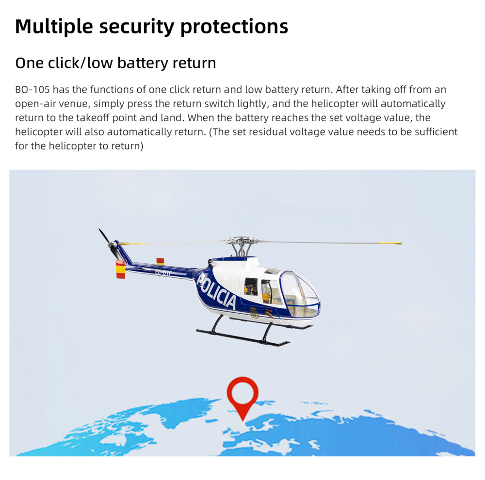 FLY WING BO-105 470 Class 2.4G 6CH GPS Stabilized Scale RC Helicopter RTF With H1 Flight Controller