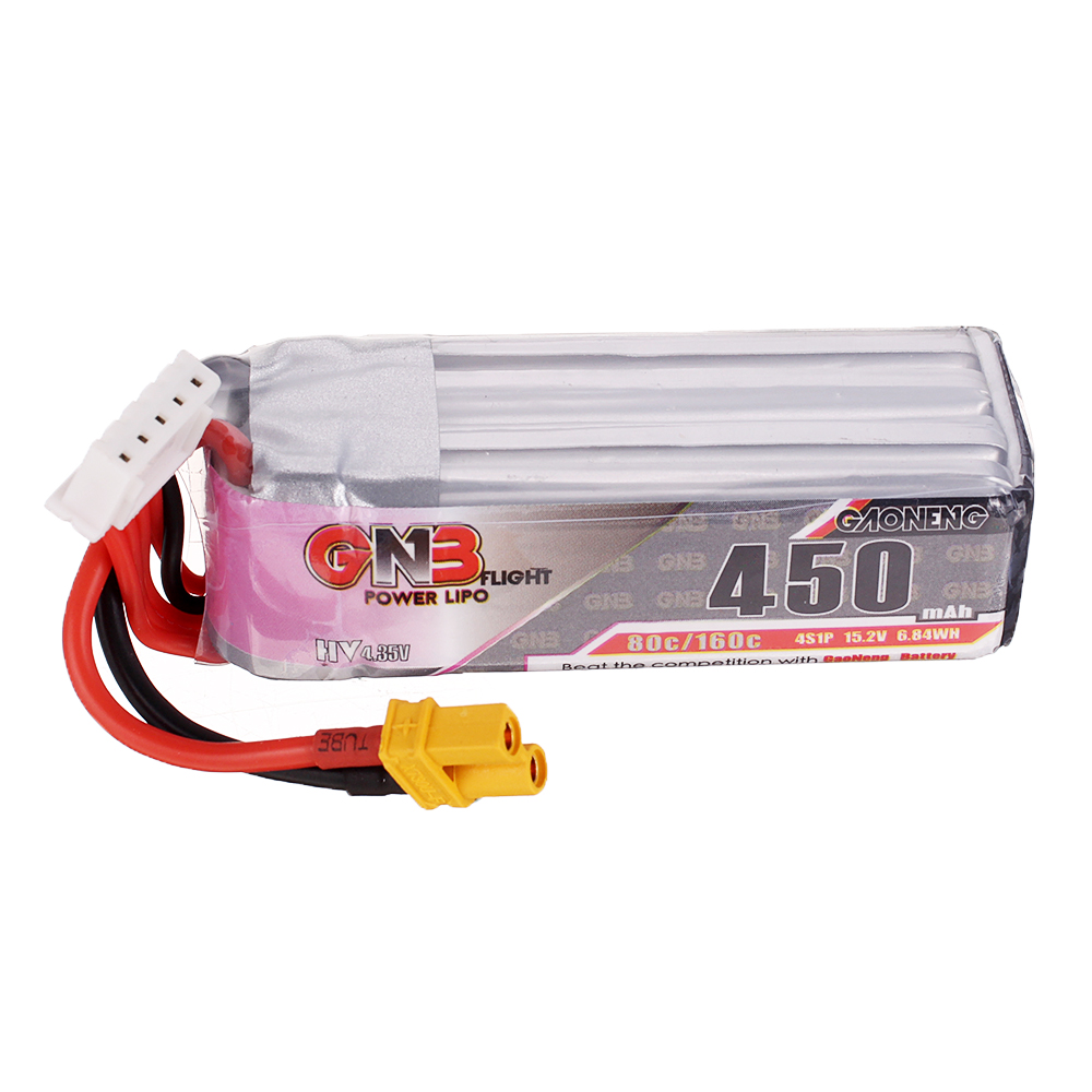 Gaoneng GNB 15.2V 450mAh 80C 4S HV LiPo Battery XT30 Plug for RC Drone