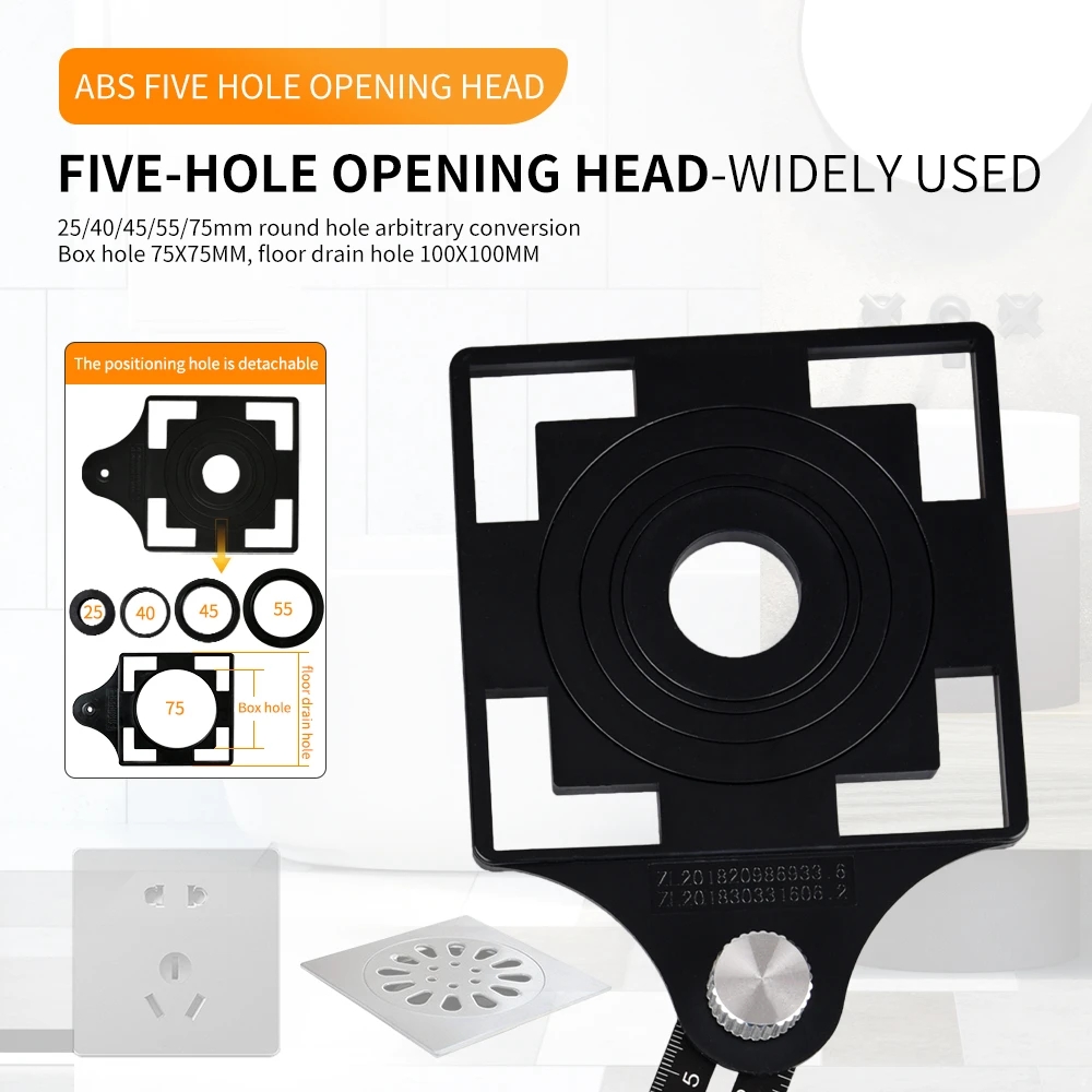 Tile Multi Angle Measuring Ruler with Drilling Locator Universal Angular Template Izer