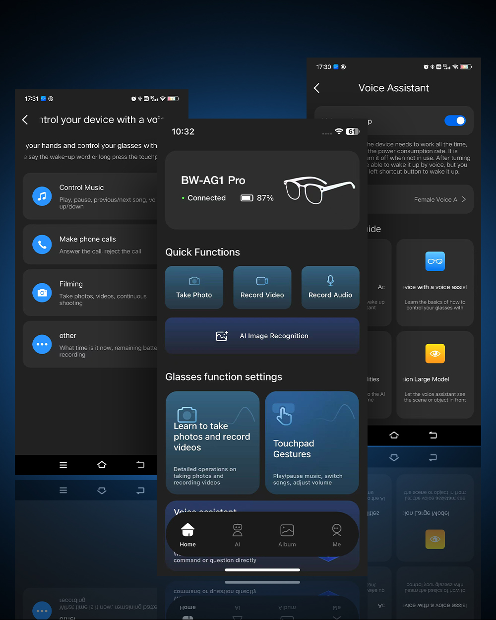 BlitzWolf BW-AG1 Pro AI智慧眼鏡詳細評測 11 圖片顯示可更換鏡片(太陽眼鏡、防藍光眼鏡)。