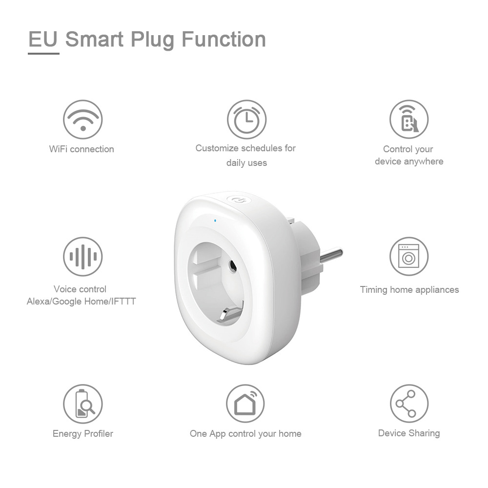 Tuya EU Plug Smart WiFi/Zigbe Socket Remote Phone Control Timing Funtion Schedule Voice Control with Alexa Google Home IFTTT