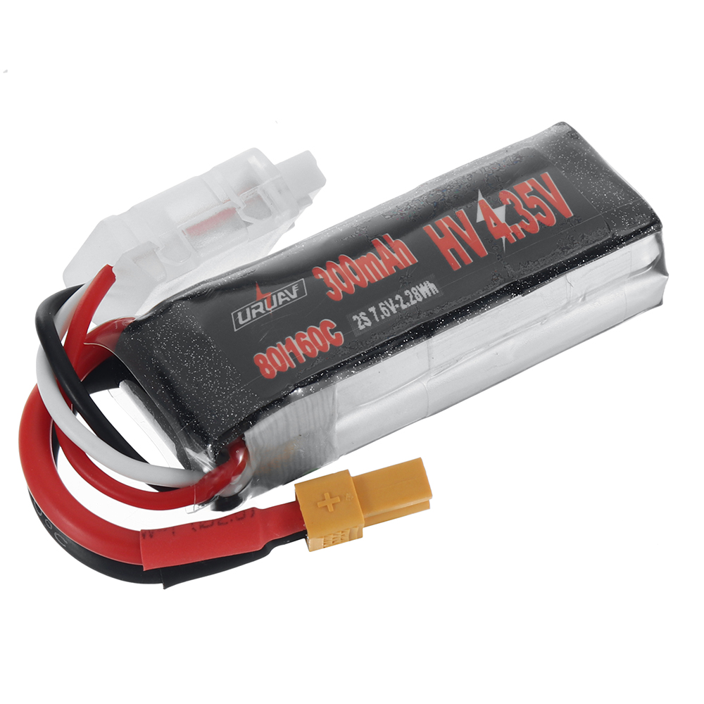 URUAV Power 7.6V 300mAh 80C/160C 2S HV 4.35V LiPo Battery XT30 Plug for RC Drone