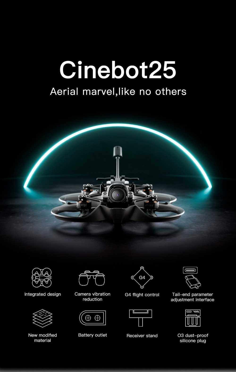 GEPRC Cinebot25 S WTFPV 2.5 Inch 4S RC FPV Racing Drone with TAKER G4 45A AIO 1404 4600KV Motor NO VTX NO Camera