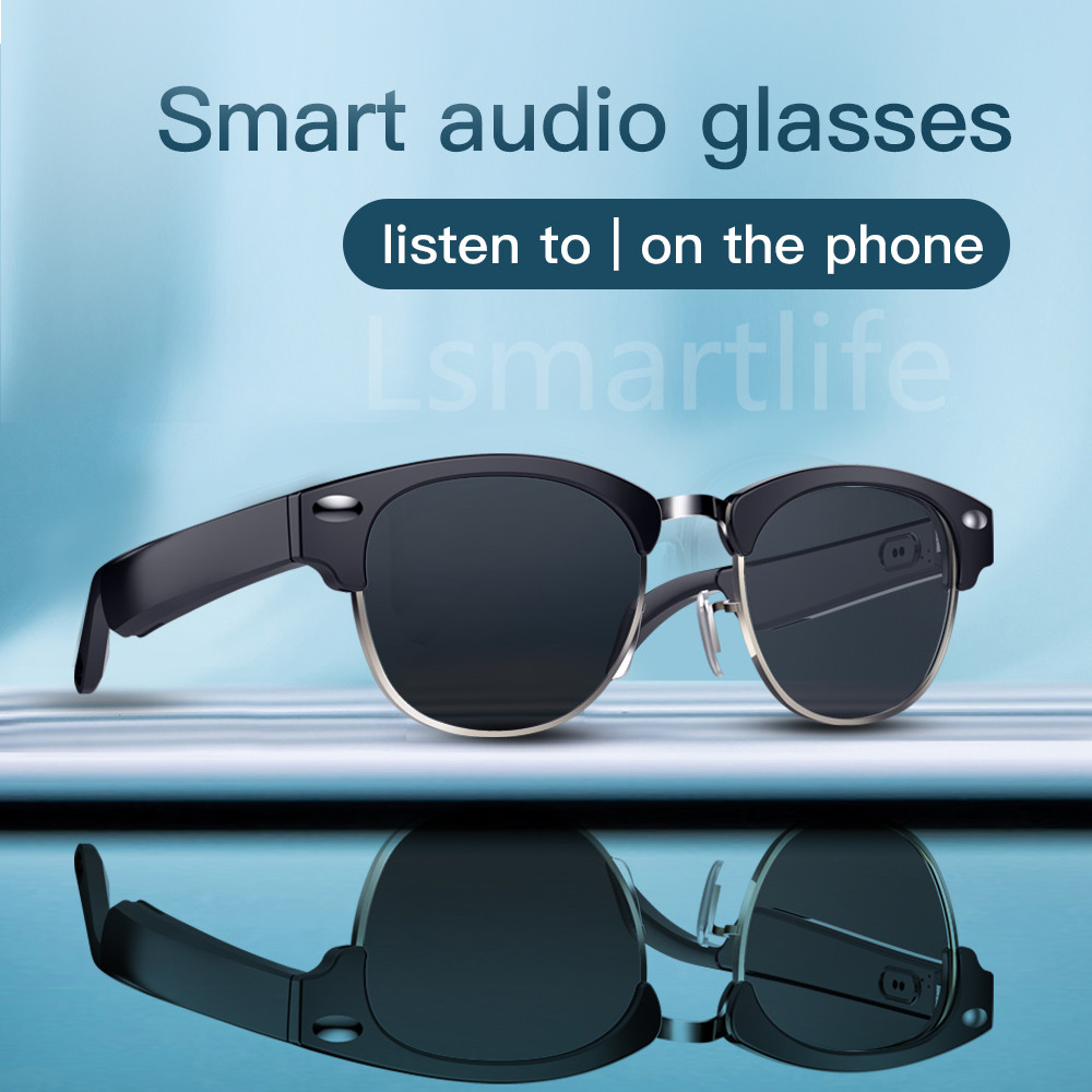 Bone Conduction Sun Glasses Earphone bluetooth 5.0 HiFi Stereo Waterproof UVA/UVB Protection 120mAh Smart Audio Glasses with Mic