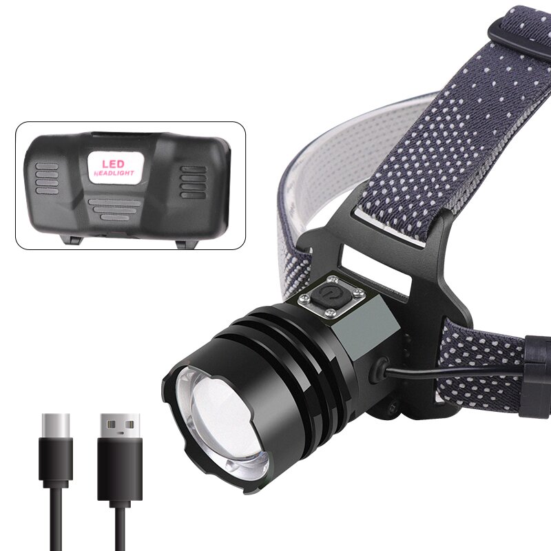 XHP160 Powerful Lantern USB Flashlight Headlight Rechargeable Head Torch Light