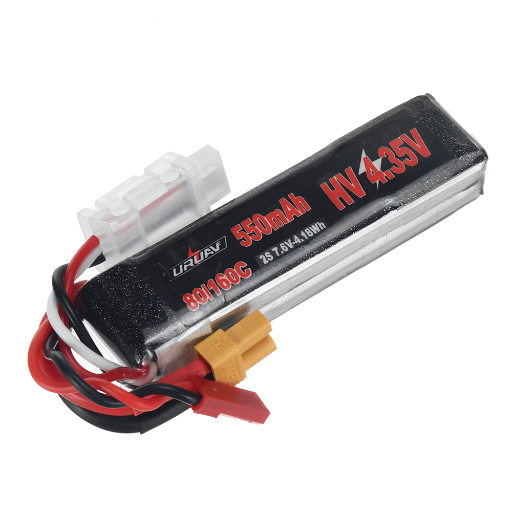 URUAV Power 7.6V 550mAh 80C/160C 2S HV 4.35V LiPo Battery XT30 Plug for RC Drone