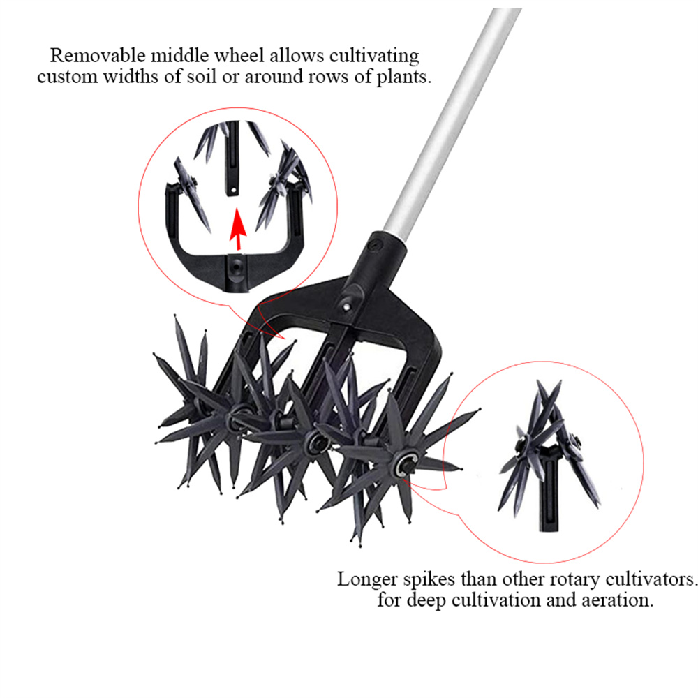 Rotary Cultivator 2 In 1 Garden Tool Garden Lawn Manual Soil Plowing Tool Adjustable Manual Lawn Aerators Rotary Tiller