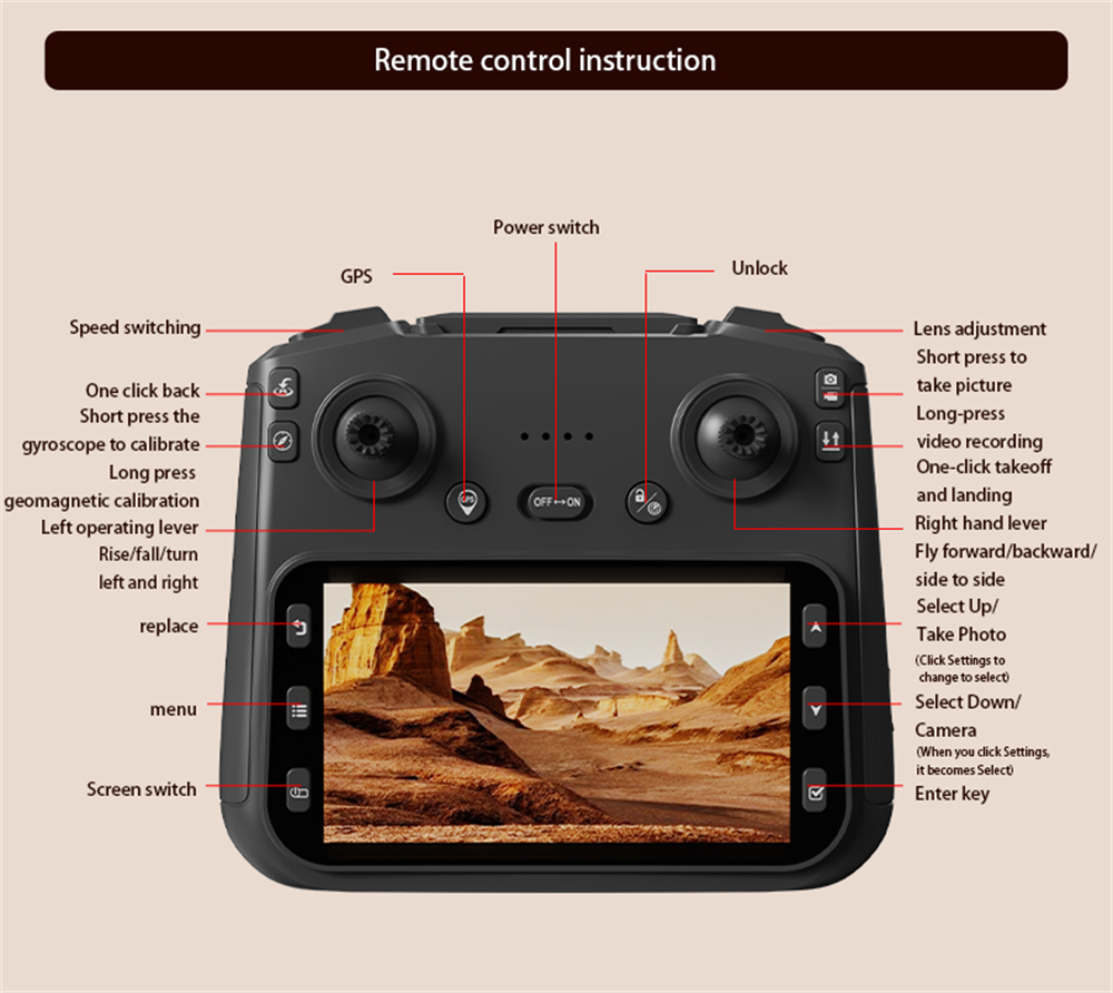 AE9 GPS 5G WiFi FPV with 5.9inch LCD Screen Controller HD Dual Camera Optical Flow Positioning LED Light Brushless 2.4G Remote Control RC Drone Quadcopter RTF