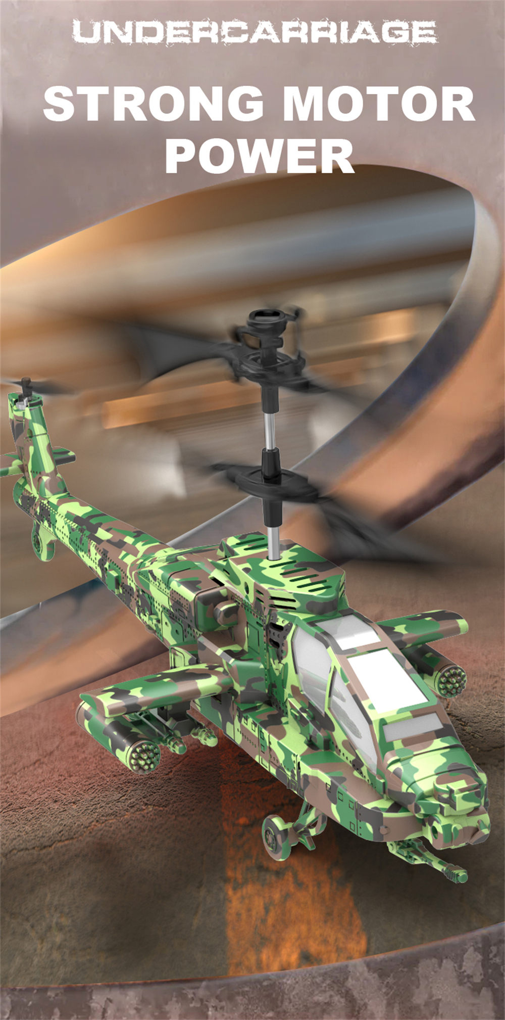 SQN-040 2.4G 3.5CH Apache AH-64 Armed Combat Remote Control Helicopter RTF