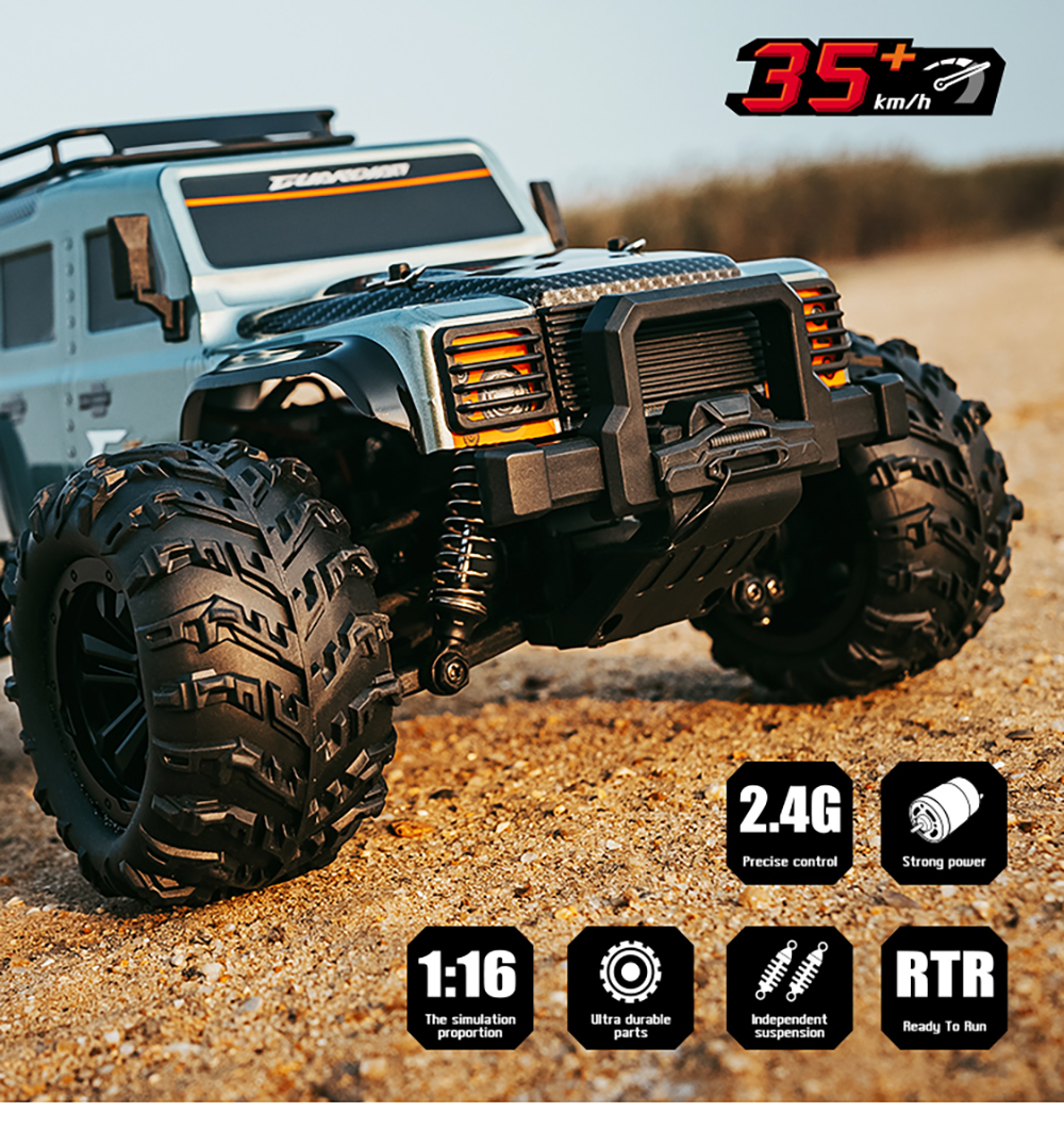 Funsky G2201 2.4G 1/16 4WD RC Car With LED Light High Speed Desert Truck Vehicle Models