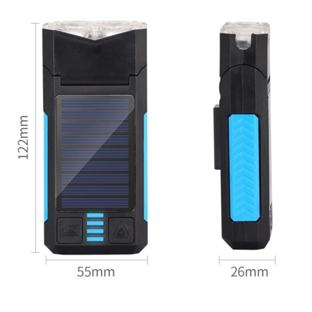 2023 Solar Charging Bike Headlight 400Lm Brightness 300m Distance Range 4000mAh Battery Waterproof 4 Light Modes Warning Flashlight with 130dB Horn for Night Cycling