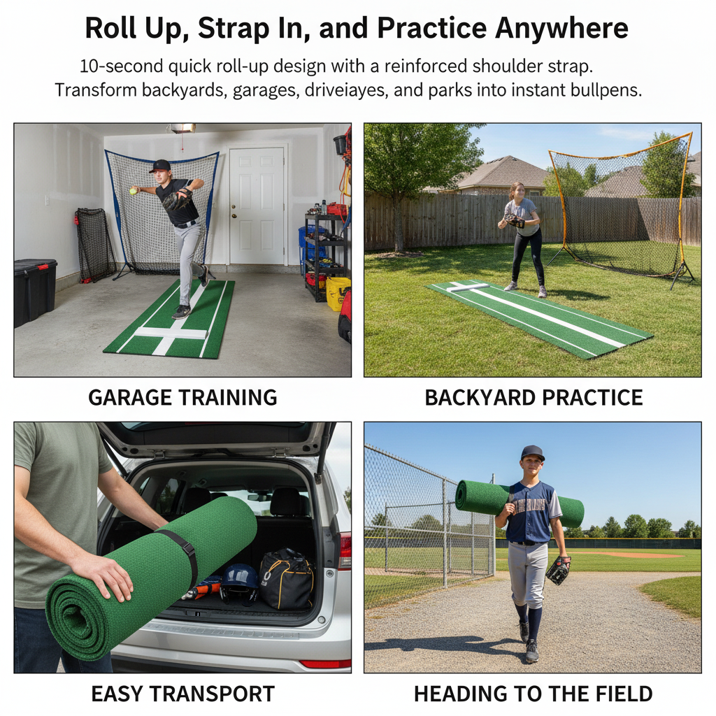 Warmounts 10x3 FT tappetino da lancio baseball con linea di passo, piastra di allenamento per lancio di softball, erba artificiale portatile, tappetino EVA antiscivolo per pratica al chiuso e all'aperto per giovani e adulti Warmounts