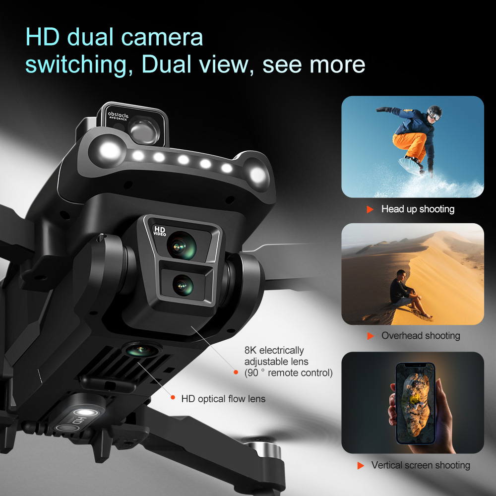 WLRC V198 PRO MAX GPS 5G WiFi FPV with 1080P HD Dual Camera Servo Gimbal 360° Obstacle Avoidance Optical Flow Hover Brushless Foldable RC Drone Quadcopter RTF