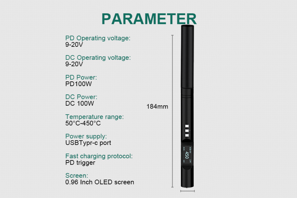 PTS200 V2 100W Electric Soldering Iron Portable Quick Warm-Up Tin Melting Open Source Supports PD3.0 Firmware Upgradeable Battery Not Included T12/TS100 Compatible