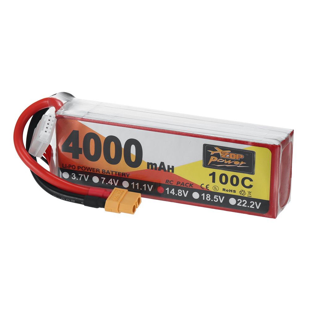 ZOP Power 14.8V 4000mAh 100C 4S LiPo Battery XT60 Plug for RC Drone