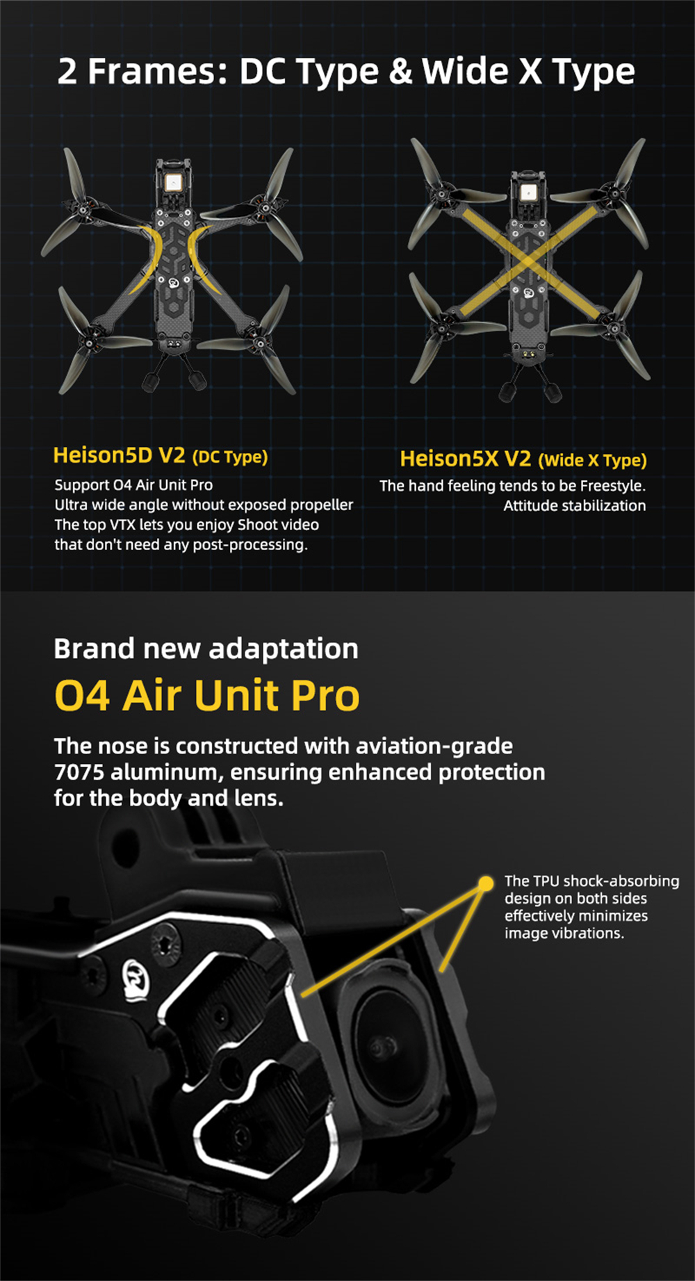 SEQURE SQFPV Heison V2 5X 5D Freestyle 5 Inch 6S 8S Cine FPV Racing Drone with M10 GPS DJI O4 Pro Air Unit Digital HD System