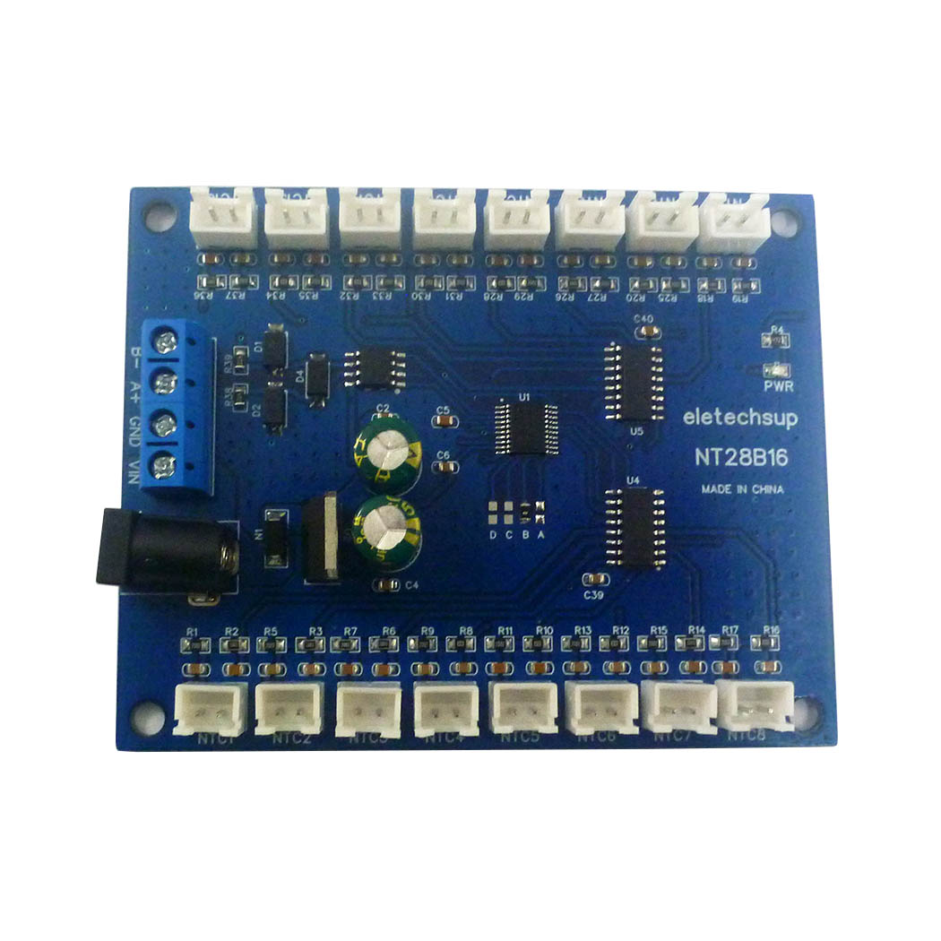 NT28B16 TB438 16Ch RS485 Temperature Data Logger with Modbus RTU&NTC Sensor Module Board