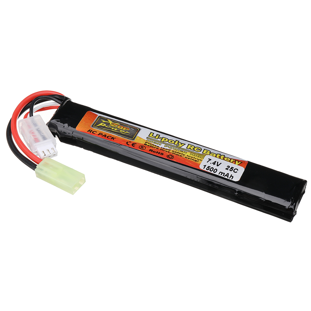 ZOP Power 7.4V 1500mAh 25C 2S LiPo Battery Tamiya Plug With T Plug Adapter Cable for RC Car