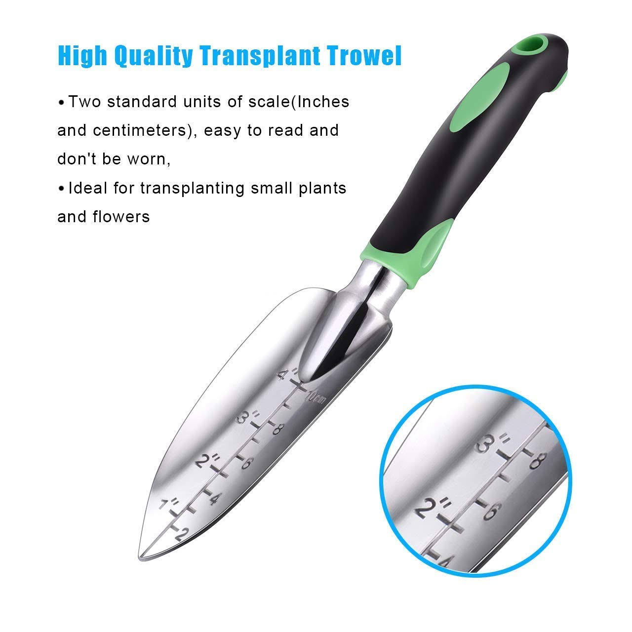 Garden Tool Set 3 Pack Aluminum Heavy Duty Gardening Kit Includes Hand Trowel Transplant Trowel and Cultivator Hand Rake with Soft Rubberized Non-Slip Ergonomic Handle Garden Gifts