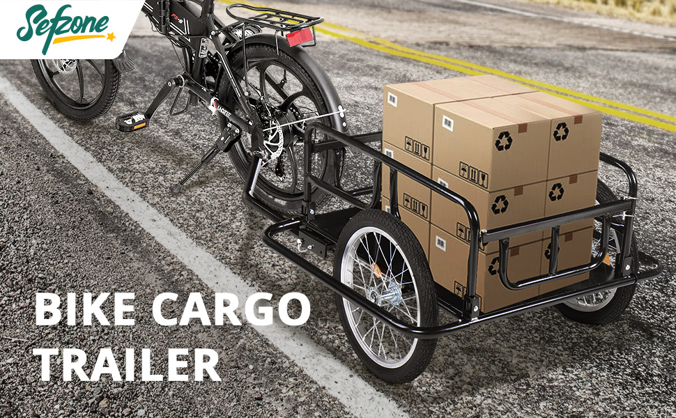 Sefzone 143 Lbs Max Load Bicycle Trailer Cargo, Foldable Bike Cart Wagon  Trailer with Hitch 