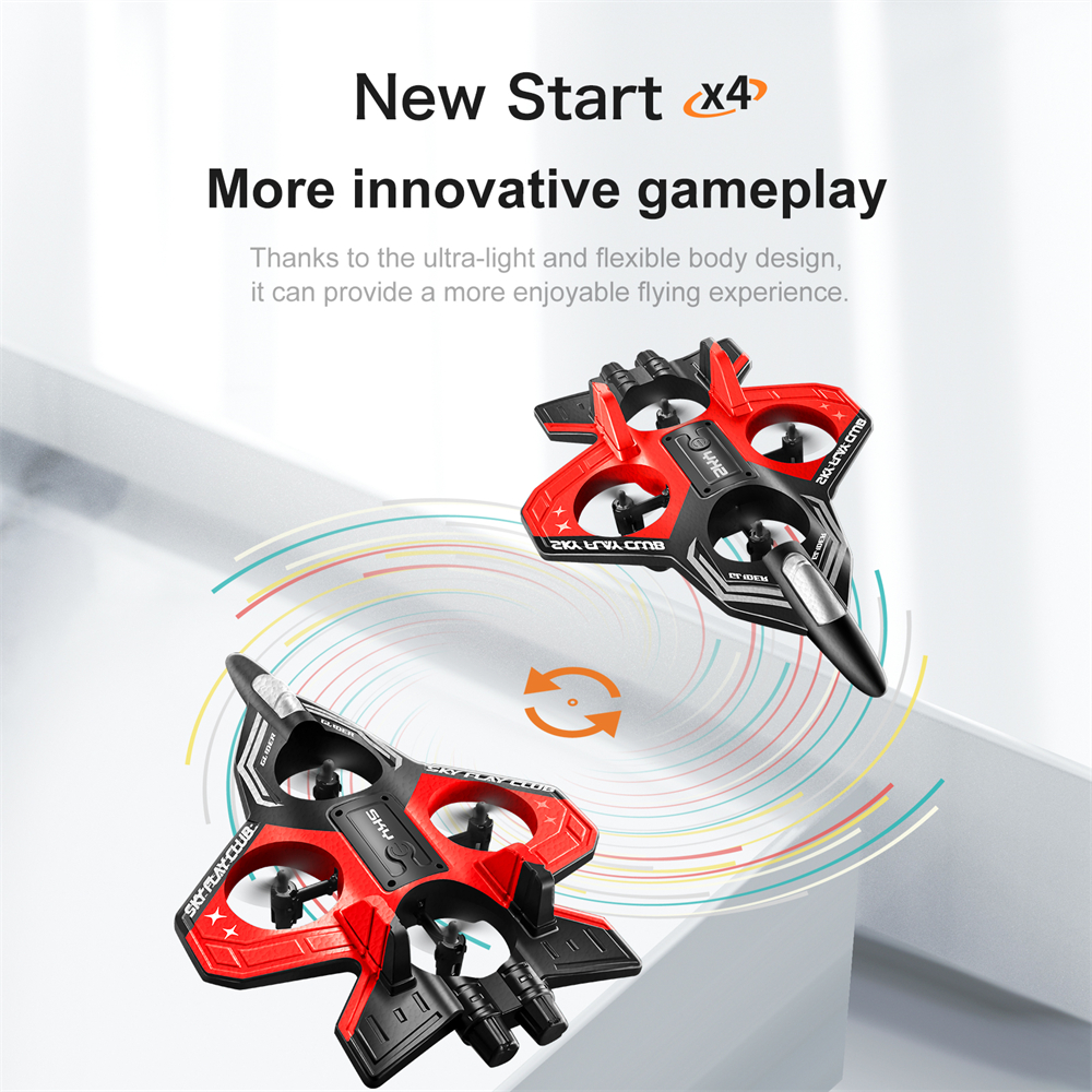 YLR/C S83 2.4G EPP Glider Altitude Hold Mode 360° Roll 4 Motors 4CH LED RC Drone Airplane Quadcopter Stunt Fighter RTF