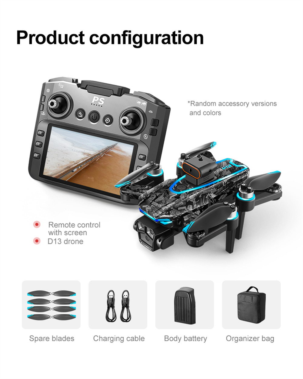 PJC D13 WiFi FPV with 5.6inch LCD Screen Controller 720P HD Dual Camera Servo Gimbal 360° Obstacle Avoidance Brushless Foldable RC Drone Quadcopter RTF